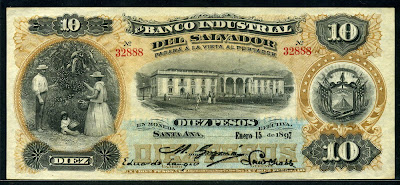 Currency of Salvador 10 Pesos banknote