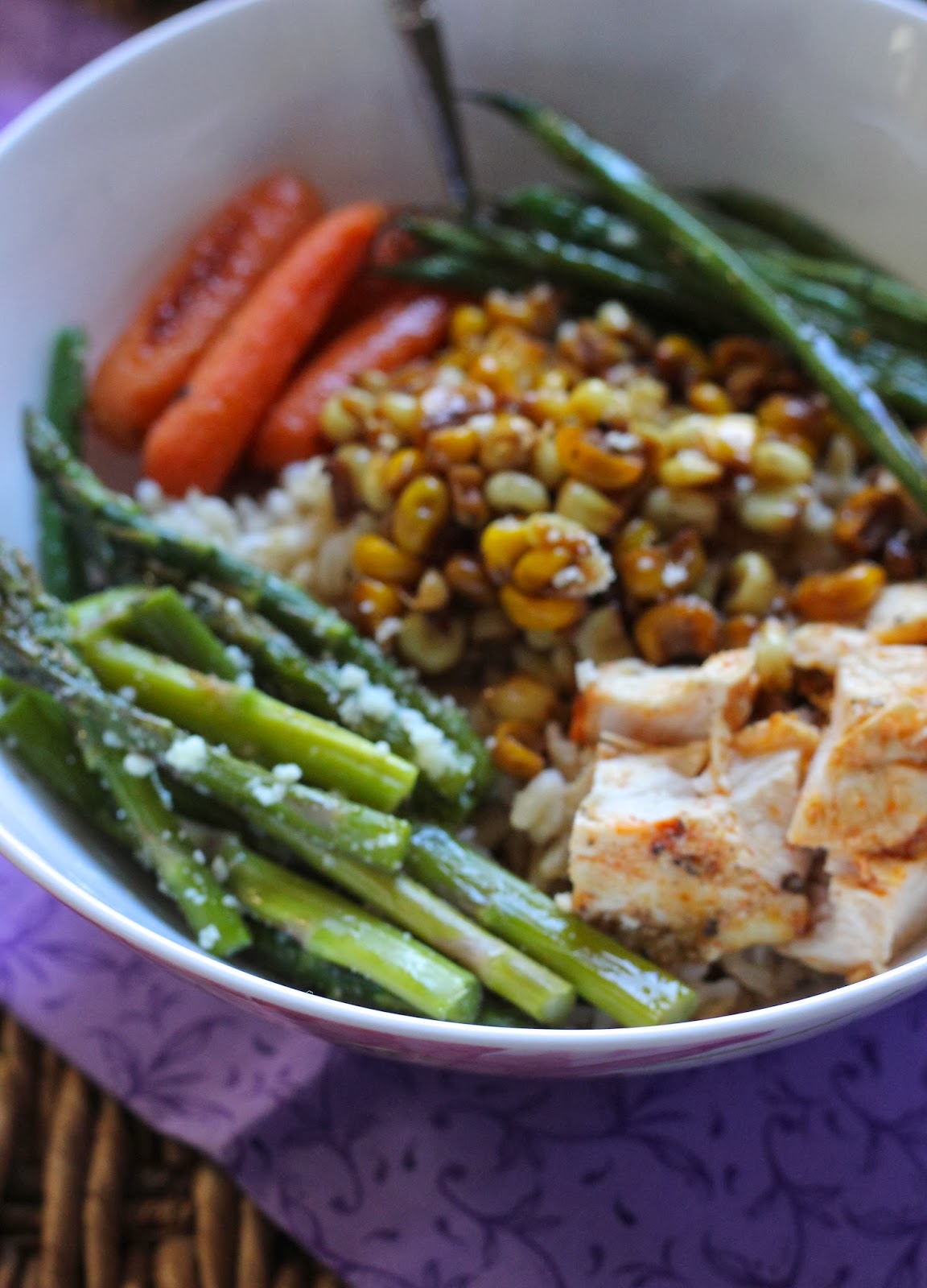ValSoCal Brown Rice Bowl with Roasted Vegetables and Chicken