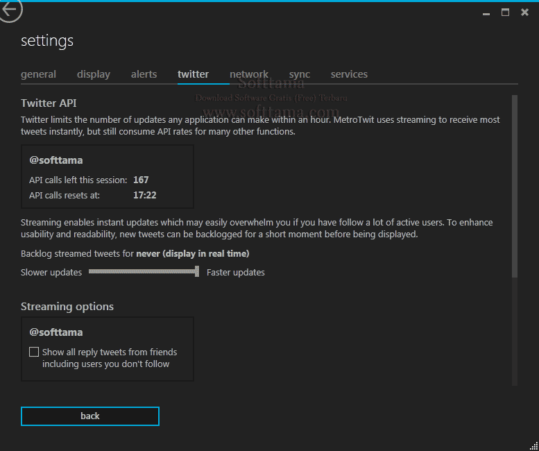 Screenshot software MetroTwit 1.0.1.0