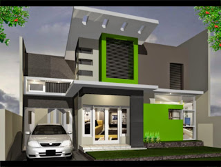 Rumah Minimalis Kombinasi Cat Warna Hijau