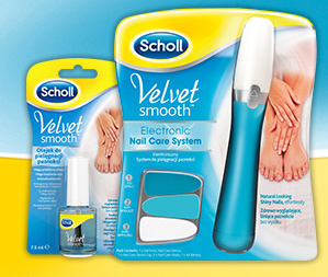 Przetestuj Velvet Smooth™ Elektroniczny System do pielęgnacji paznokci Scholl Konkurs