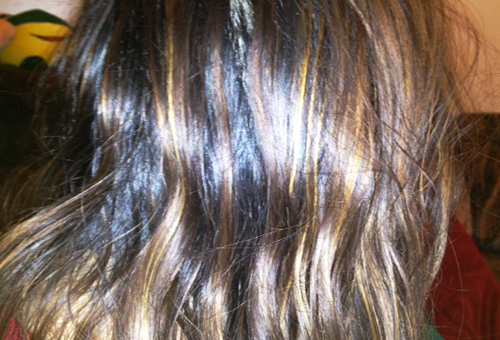 Hair Color, Black Brown and Blonde Highlights Before