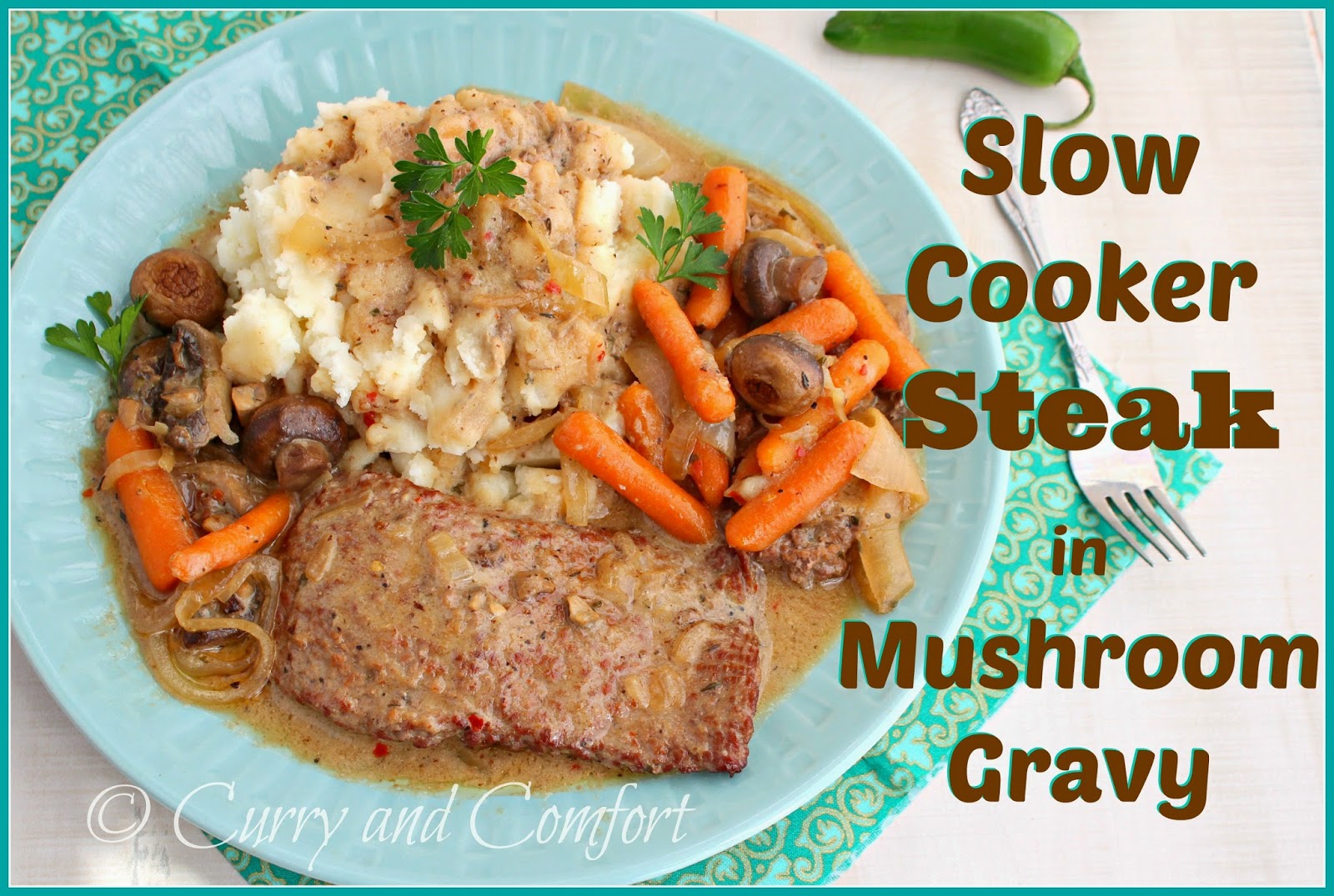 Kitchen Simmer Slow Cooker Steak in Mushroom Gravy