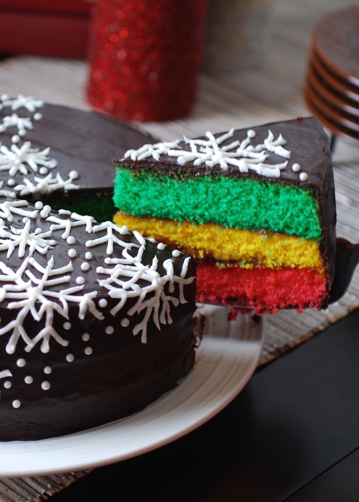 Tri-Colored Christmas Bundt Cake