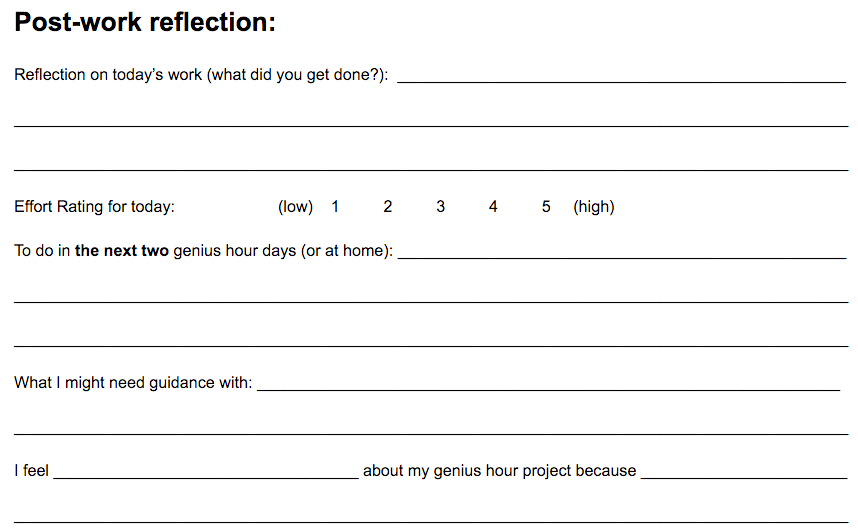 My Own Genius Hour: Reflection is Vital