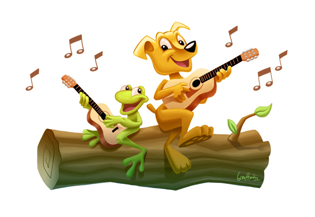 greg hardins art sketch blog frog dog log color dog log
