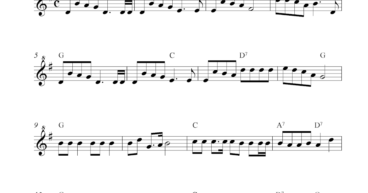 Jingle Bells, free Christmas soprano recorder sheet music notes