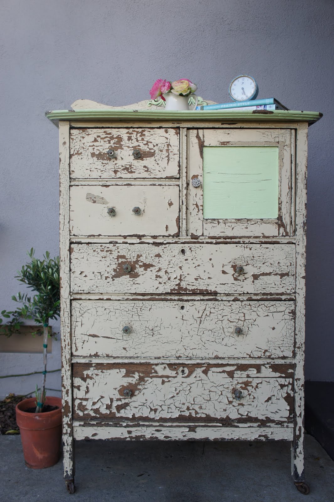 Sweet Young Journey Chippy Antique Dresser