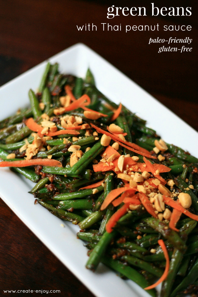 Green beans with Thai peanut sauce glutenfree, Paleofriendly