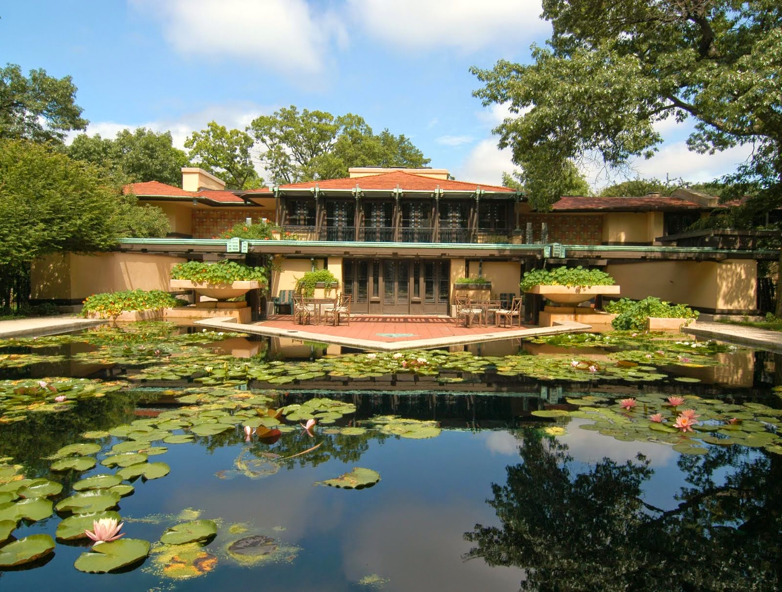 Cover: West elevation of the restored Public space of the Coonley house (2008).