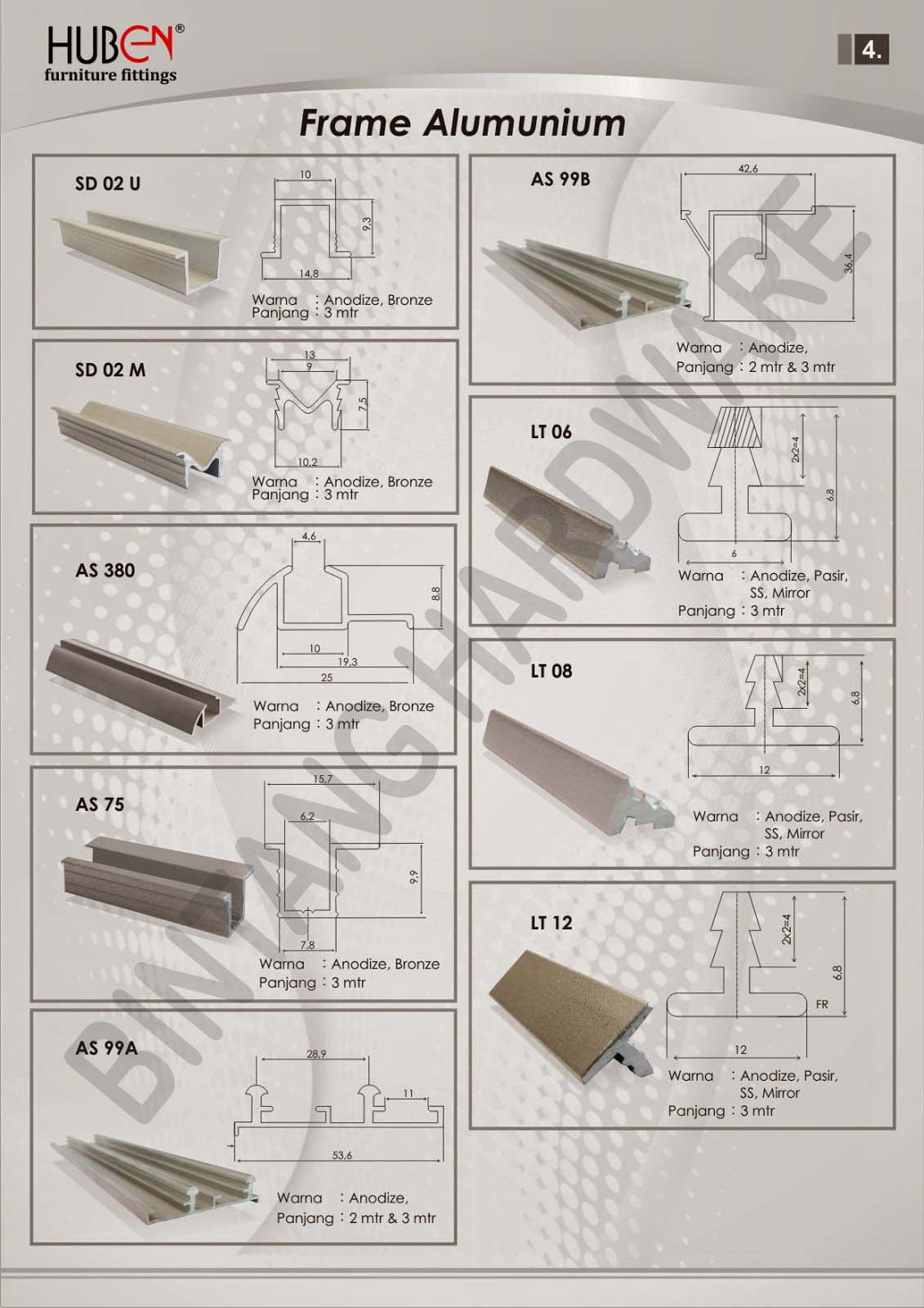 Frame Aluminium Merk Huben Bintang Hardware Jual Hardware Furniture