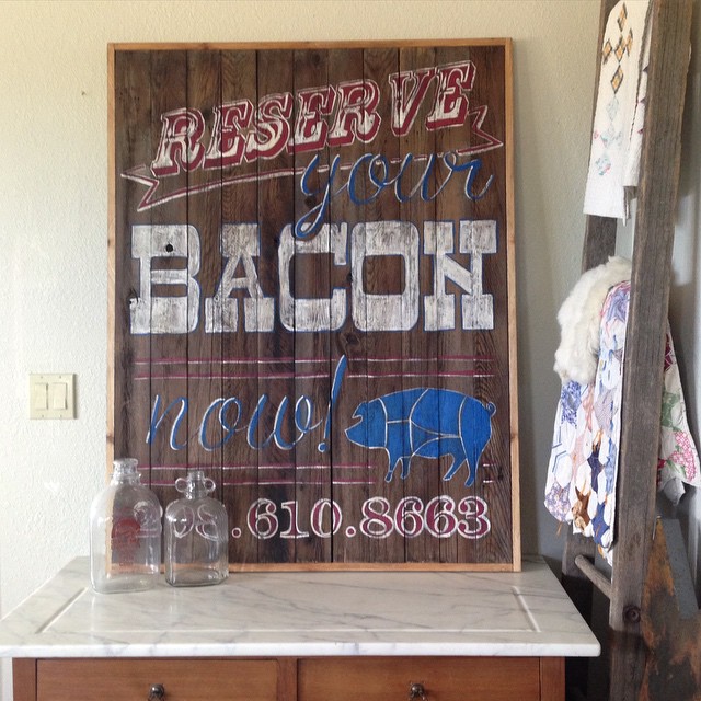 Reserve your Bacon Sign - hand painted on reclaimed wood - Averie Lane Boutique