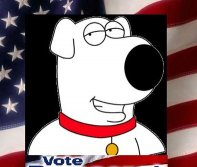 Brian Griffin says a vote for stewie is a victory for America