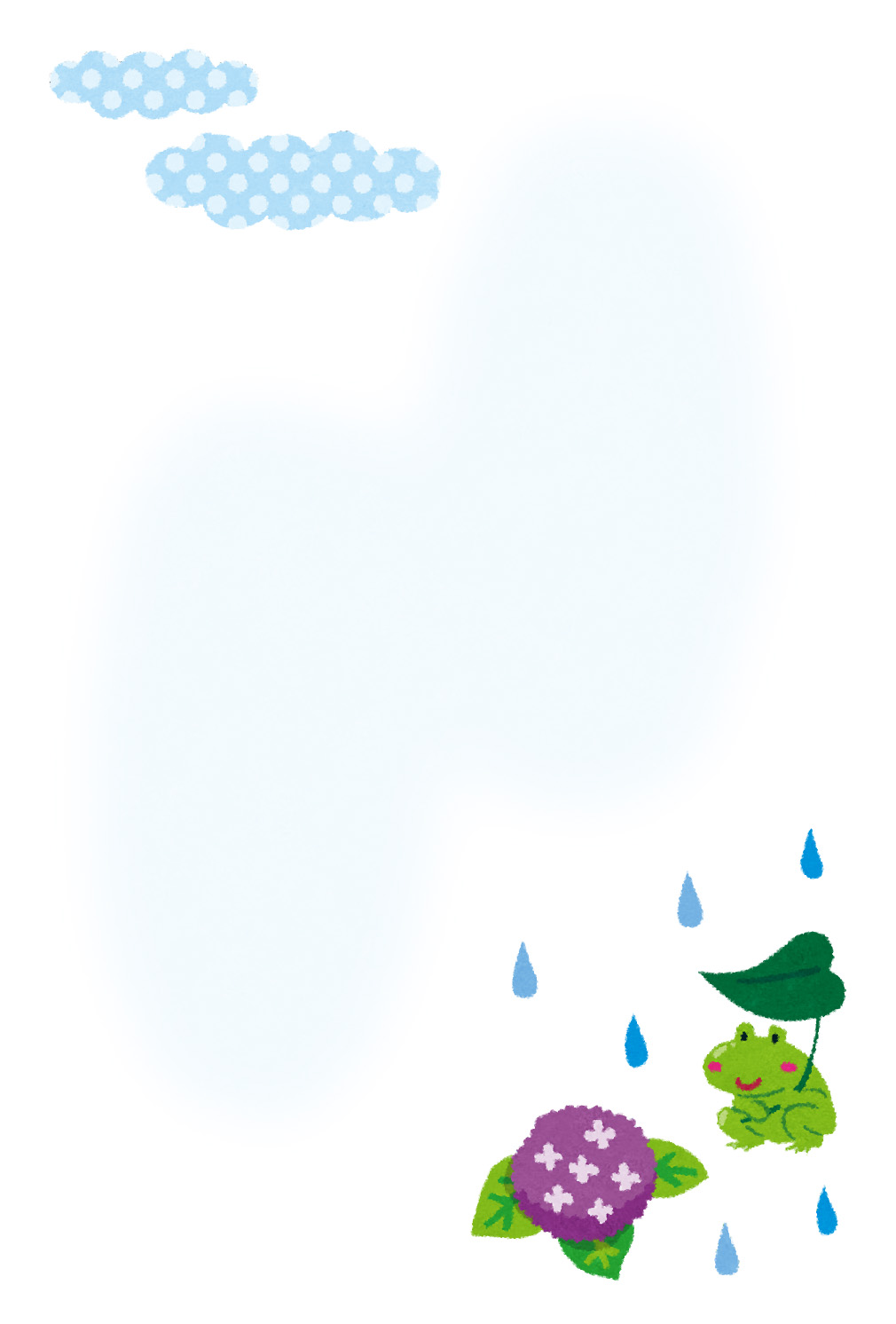 無料イラスト かわいいフリー素材集 季節のはがきのテンプレート ６月 梅雨
