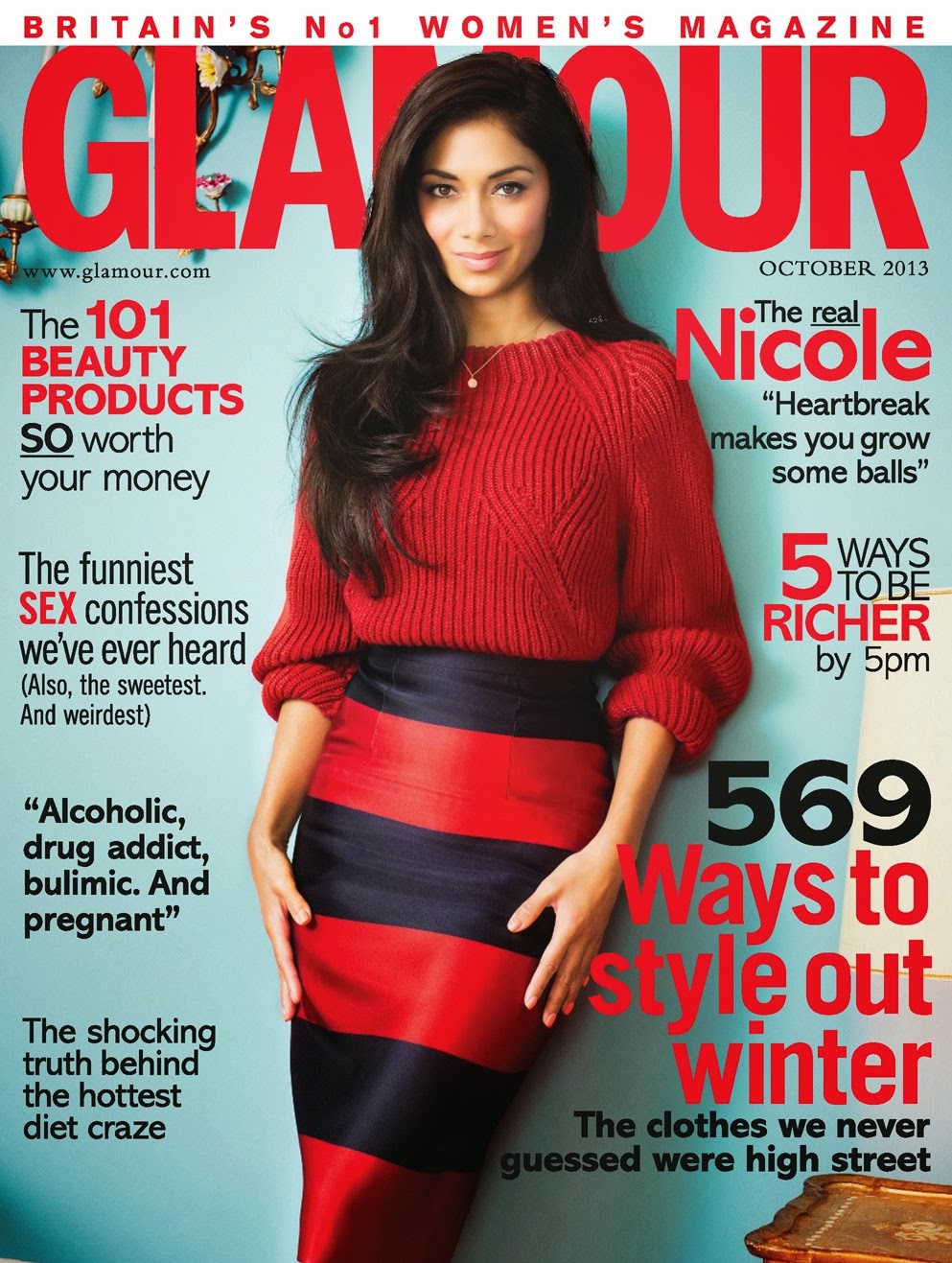 Nicole Scherzinger gets sultry for Glamour UK October 2013 issue
