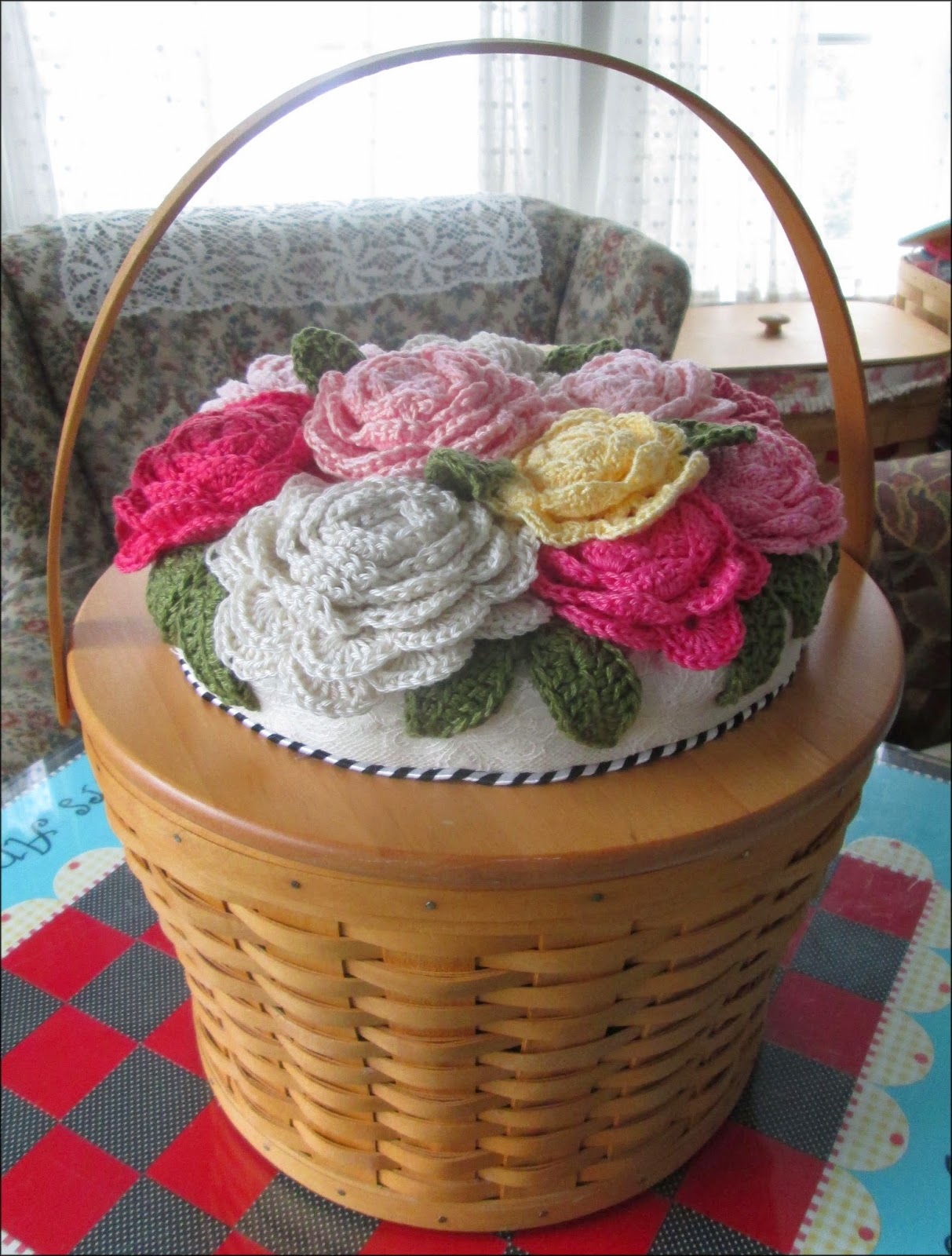 cute stuff inside CROCHET FLOWER BASKET