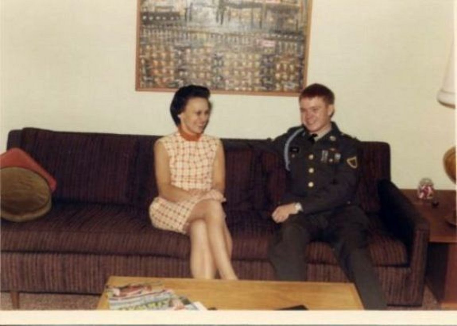 MY MOM IRENE V. PAYNE WITH ME PFC GREG PAYNE ON IN UNIFORM AND ON MY WAY TO VIETNAM - JAN 19, 1969