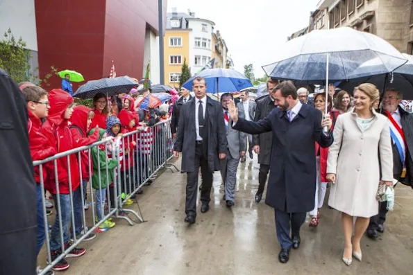 Prince Guillaume, Hereditary Grand Duke of Luxembourg and Princess Stephanie, Hereditary Grand Duchess of Luxembourg visit Esch on National Day 