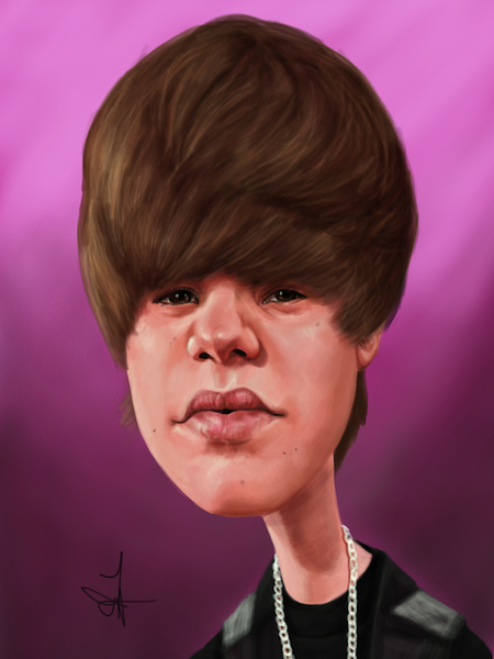 justin bieber cartoon drawing. Justin Bieber Caricature iPad