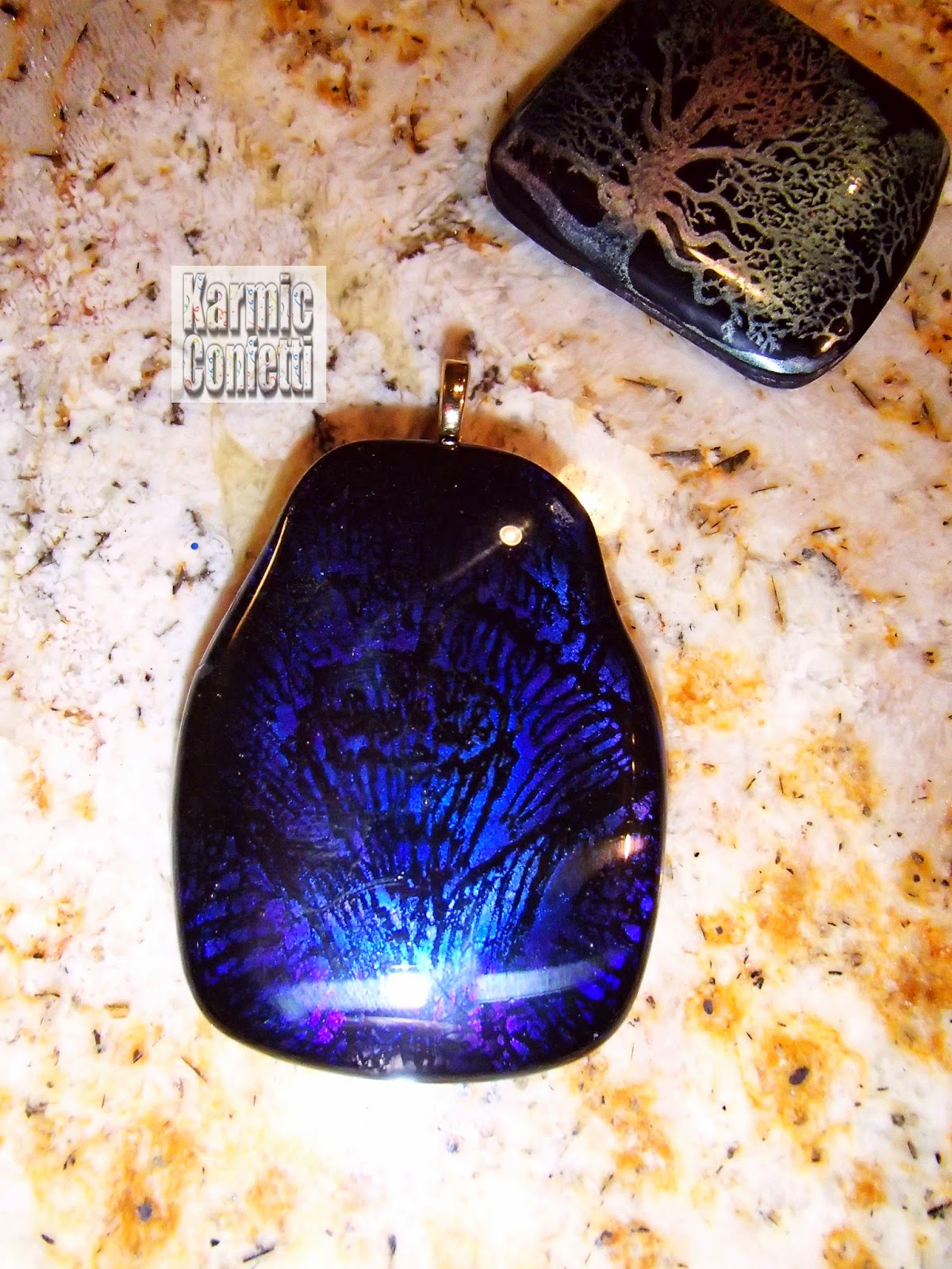 Karmic Confetti Poor Man's Etching (Glass Fusing & Mica Powders)