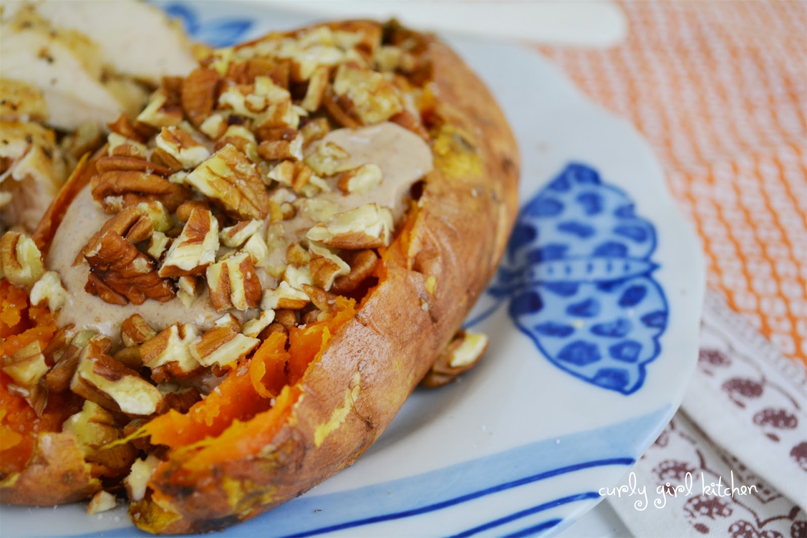 Curly Girl Kitchen Baked Sweet Potatoes with Spiced Yogurt and Pecans