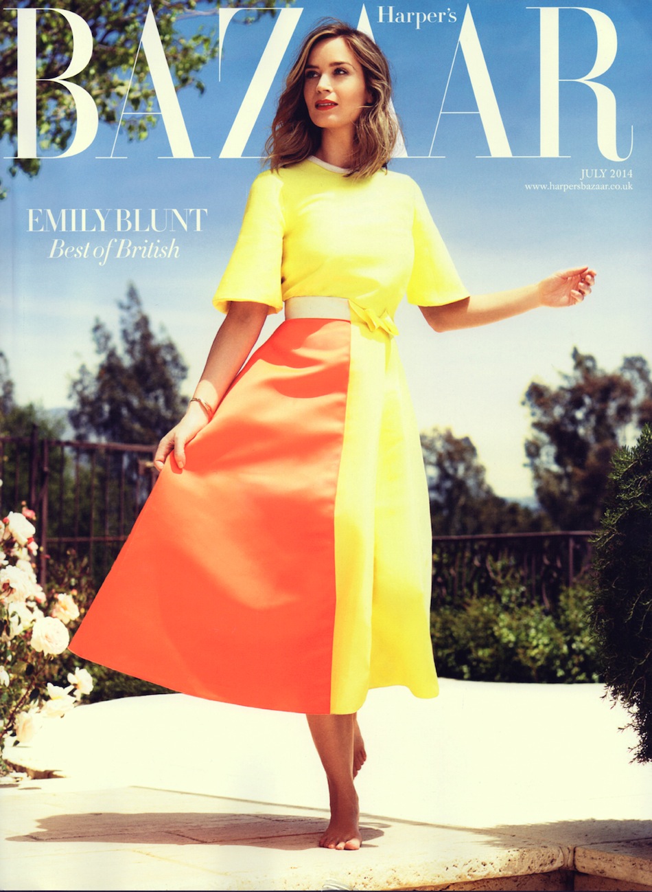 Smile: Emily Blunt in Harper's Bazaar UK July 2014 by Alexi Lubomirski