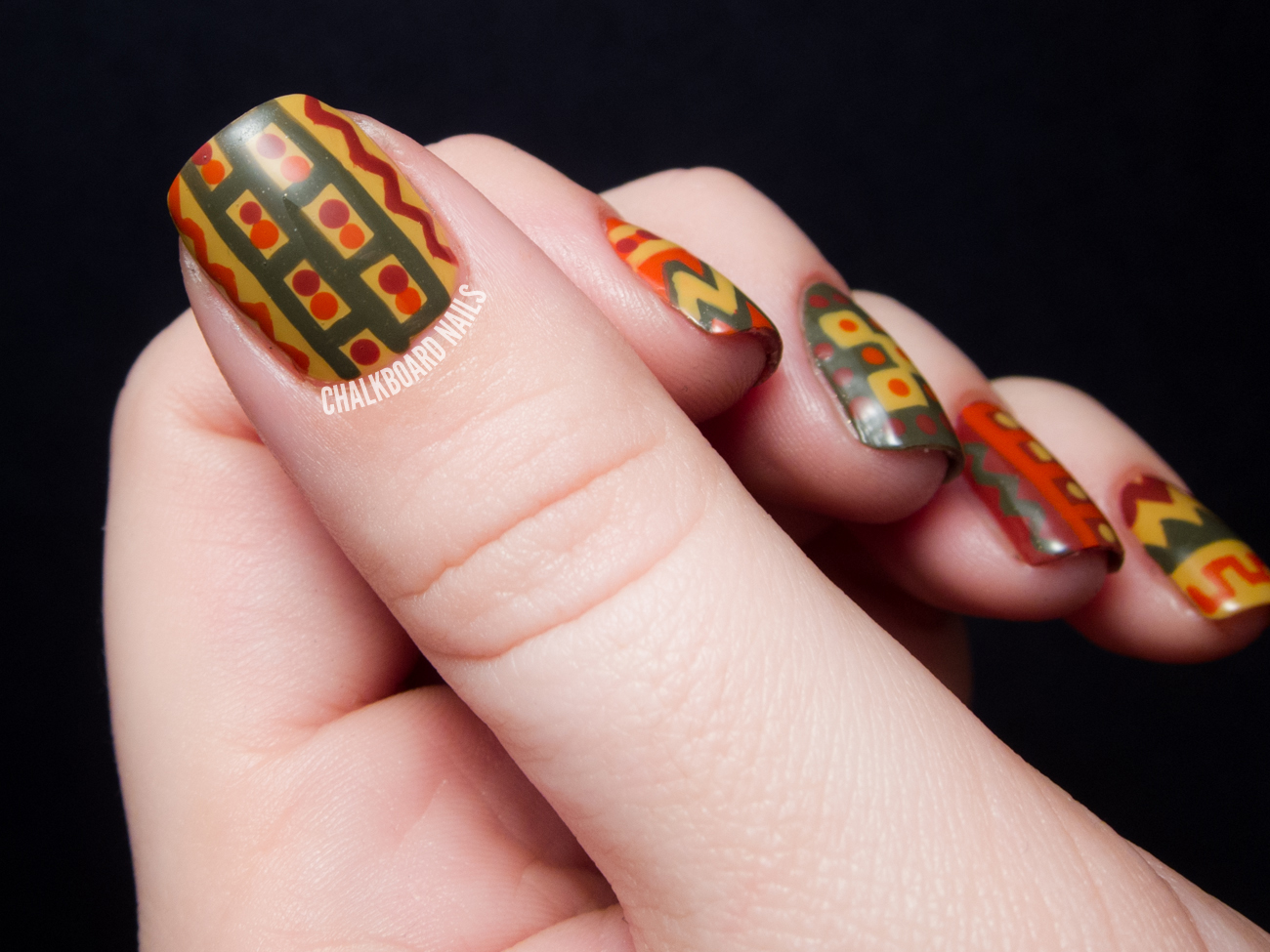 70s Crochet Chic - LCN Charade Nail Art | Chalkboard Nails | Nail Art Blog