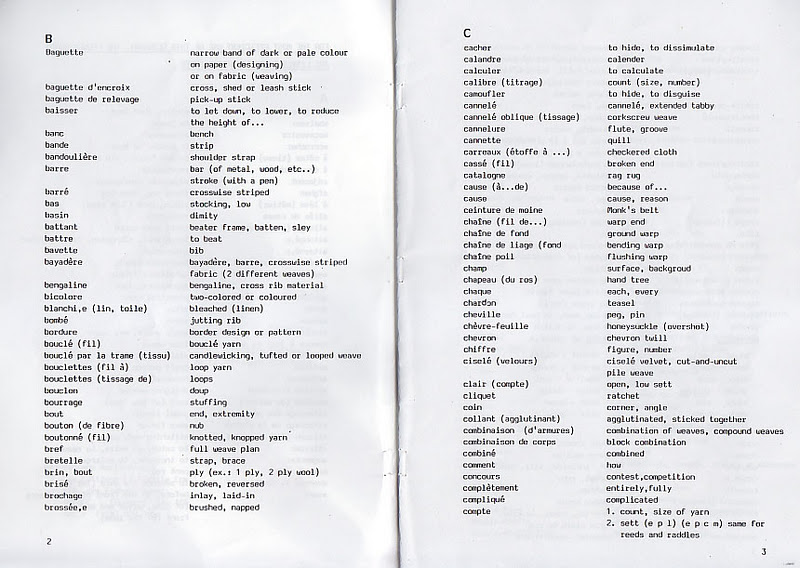 to FRENCH ENGLISH Weaving glossary