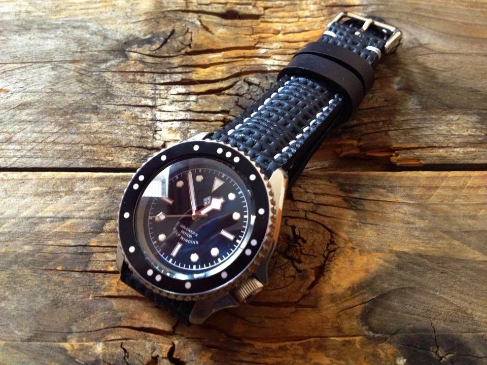Kastantona Strap Maker black SKX007 in black leather canvas print