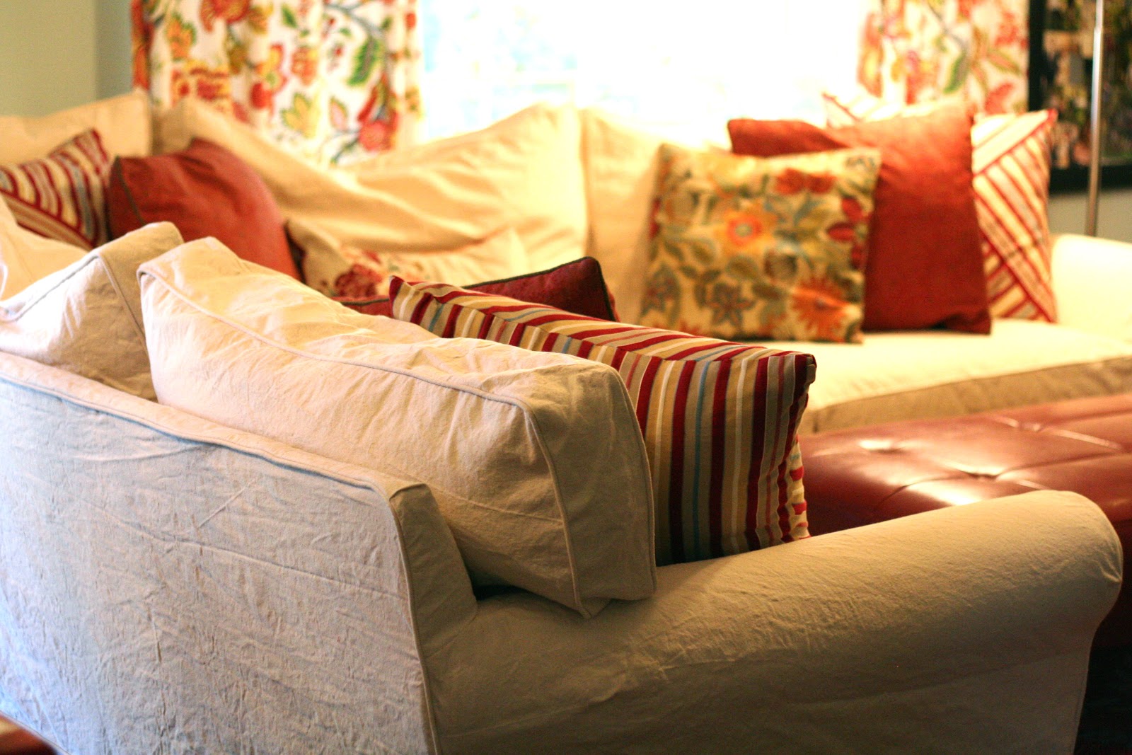 Custom Slipcovers by Shelley Cream Duck Cloth Sectional