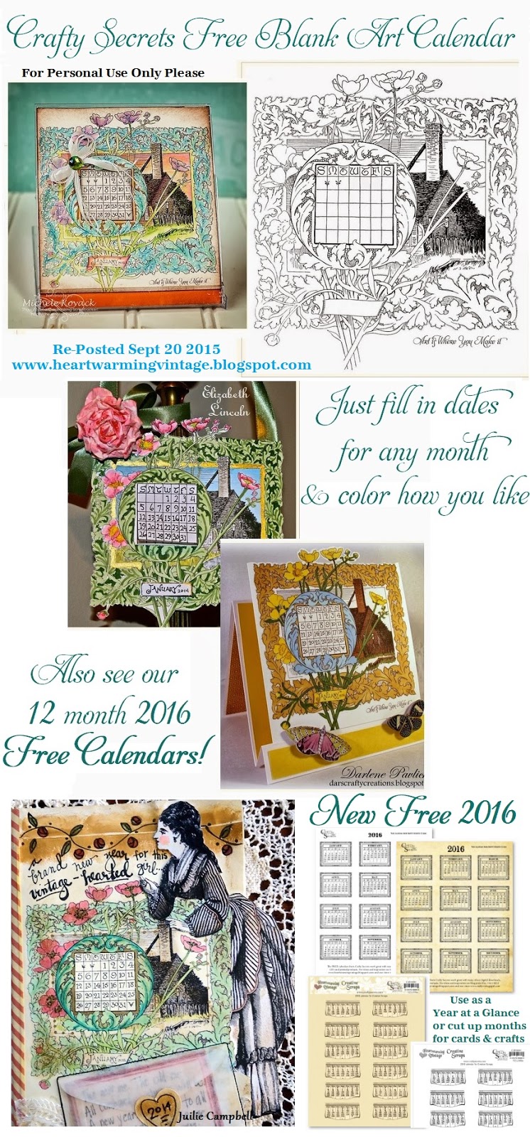 Art Calendar Template : Crafty secrets heartwarming vintage ideas and tips free Art Calendar Template : Crafty secrets heartwarming vintage ideas and tips free