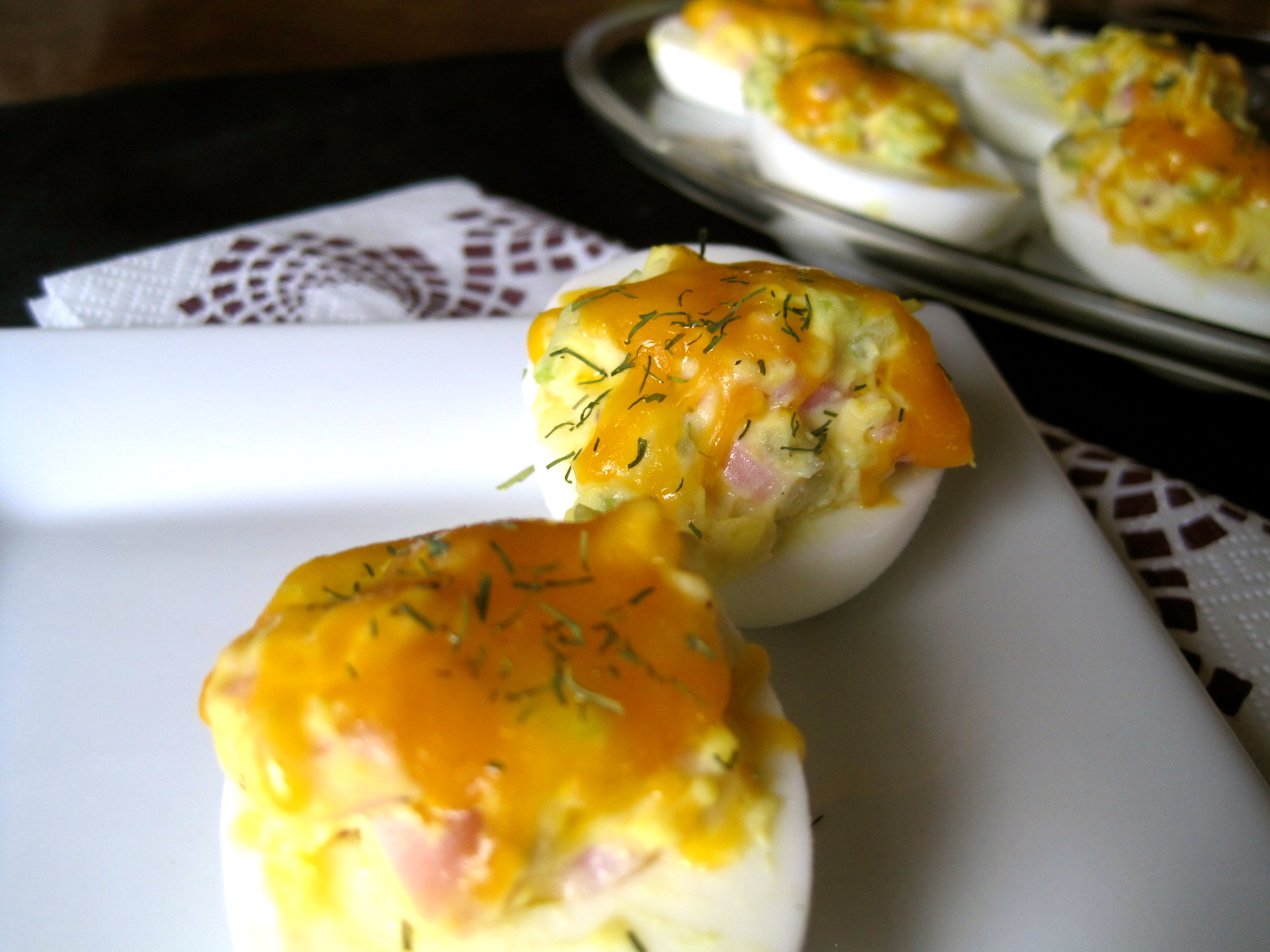 Mrs. Schwartz's Kitchen Ham and Cheese Melt Deviled Eggs and a