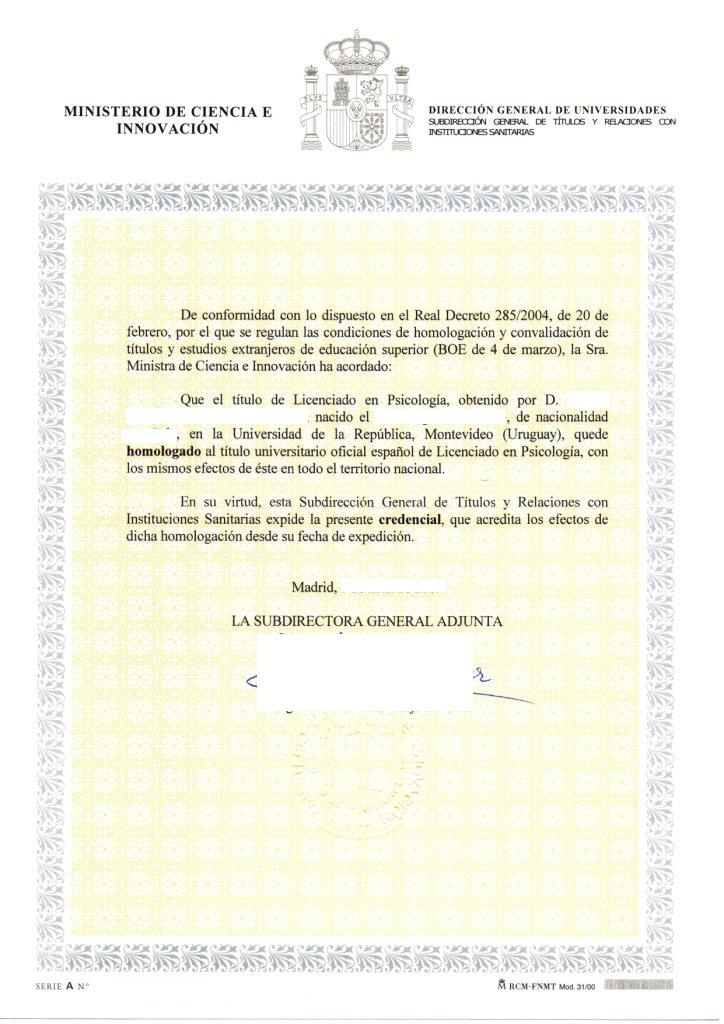 HOMOLOGACION EN ESPANA homologacion en espana: