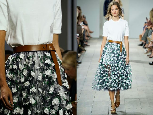 Michael Kors 2015 SS Marigold Floral Embroidered Tulle Skirt 