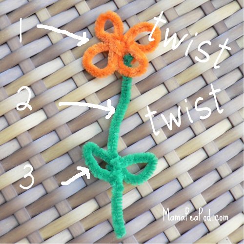 How to Make an Amazing Growing Flower with recycled lipstick and pipe cleaners - step 2 twist pipe cleaners