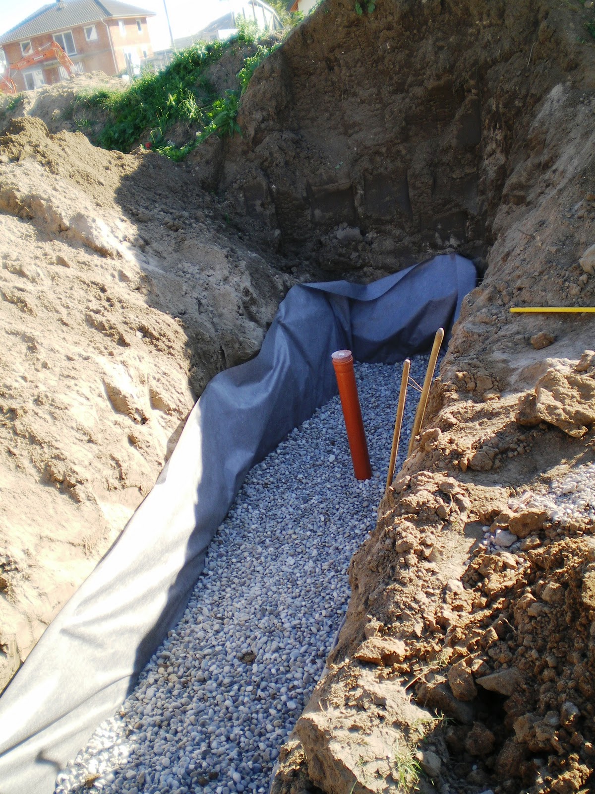 Nadine und Sven bauen ein Haus Einbau der Rigole
