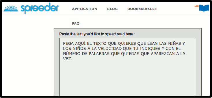 SPREEDER, APLICACIÓN PARA TRABAJAR LA VELOCIDAD LECTORA.