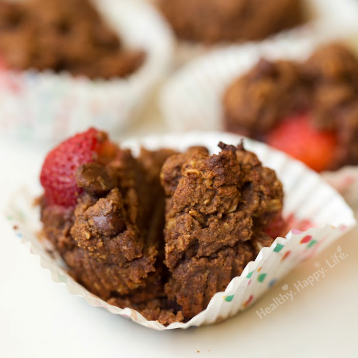 Double Chocolate-Covered Strawberry-Banana Protein Muffins