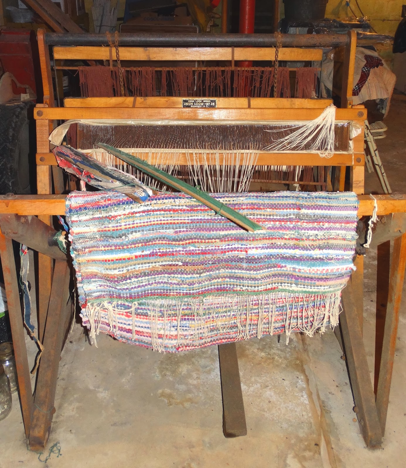 Elaine's Creative Works Our families old Union Loom Works 36 rug loom