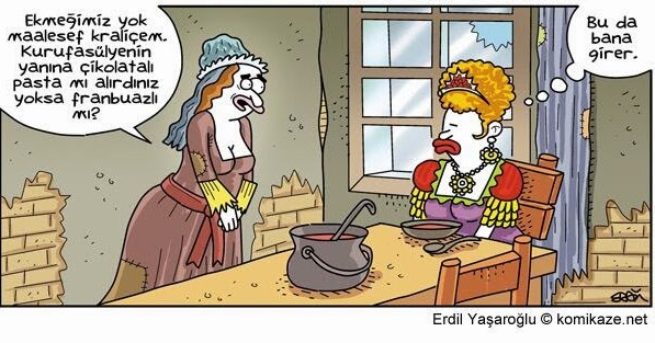 Komik Karikatürler Komik Ekmek Yoksa Pasta Yesinler Karikatür