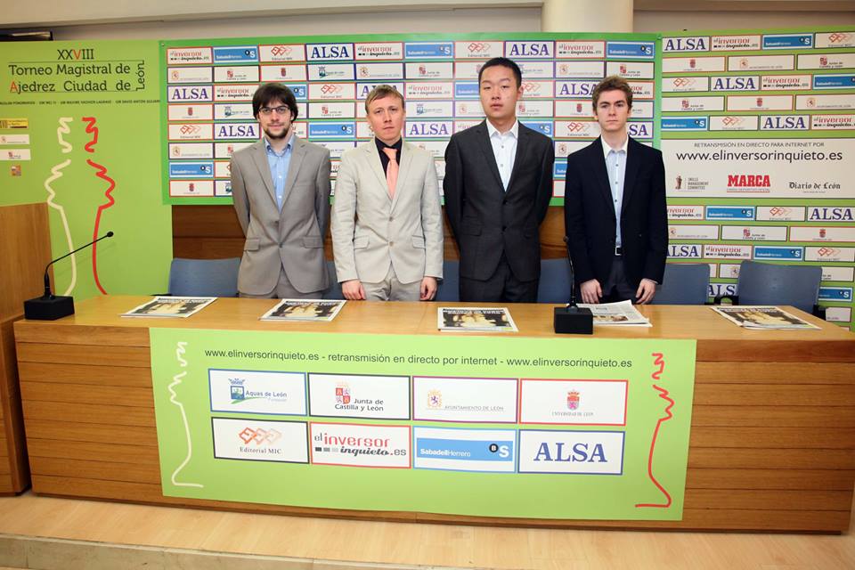 Ciudad de León : Maxime Vachier-Lagrave, Ruslan Ponomariov, Wey Yi et David Anton Ciudad de León : Maxime Vachier-Lagrave, Ruslan Ponomariov, Wey Yi et David Anton