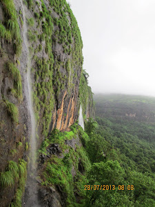 Steep vertical face of Bhimashankar mountain.