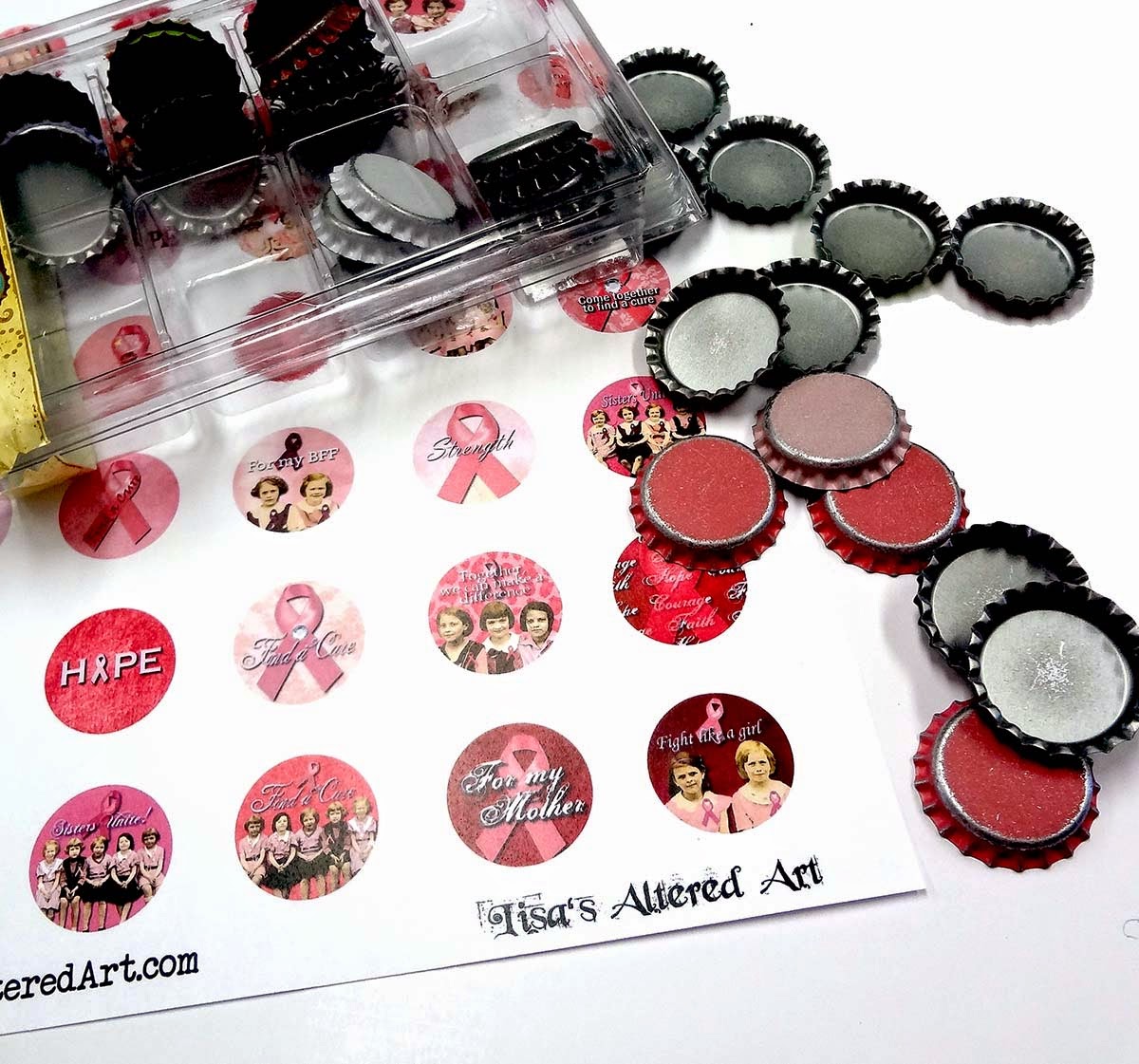 Resin Crafts Pink Ribbon Bottle Cap