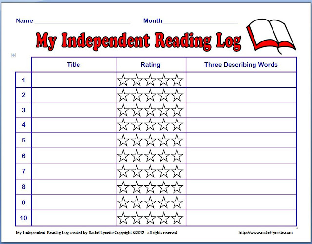 Free: Monthly Independent Reading Log | Minds in Bloom