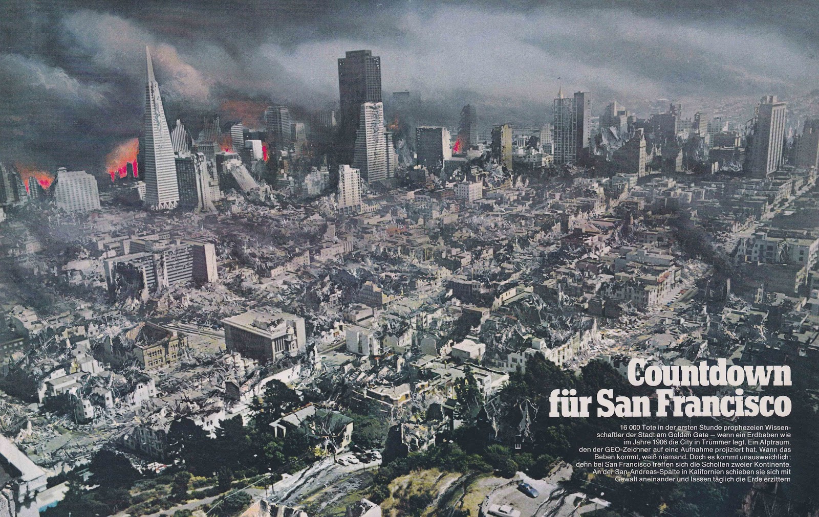 a time travel trip into the future to witness and photograph the aftereffects of the inevitable mega earthquake event that will occur in san francisco