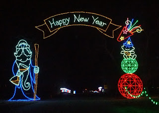 Fantasy of Lights Happy New Year display, Father Time and Baby New Year