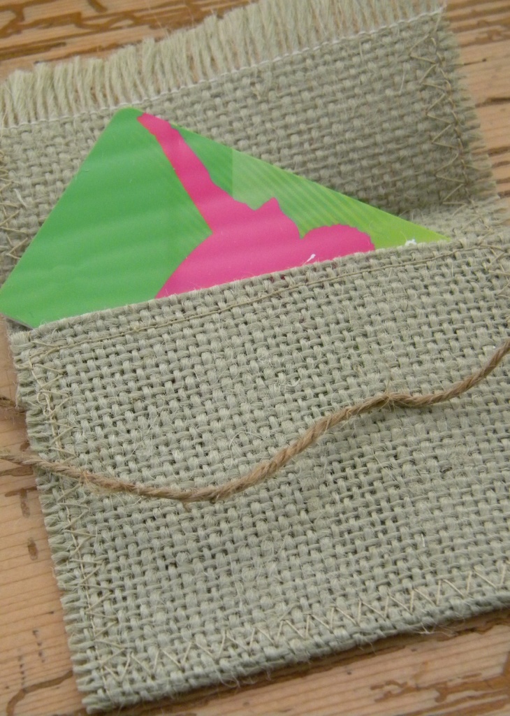 homework a creative blog Sew and Tell burlap gift card holder