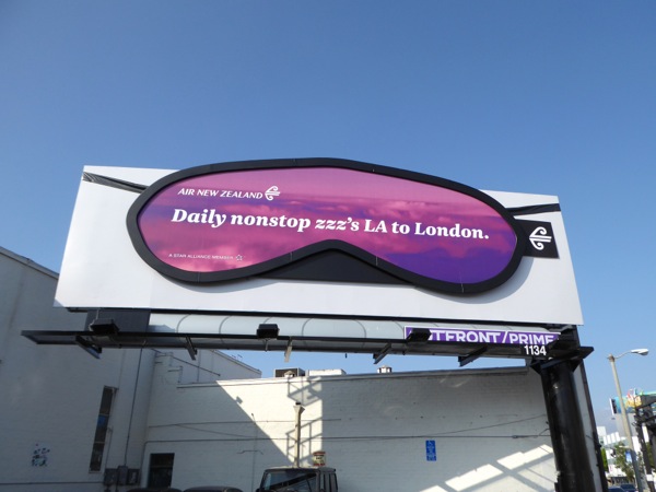 Air New Zealand 3D sleep mask billboard Air New Zealand 3D sleep mask billboard