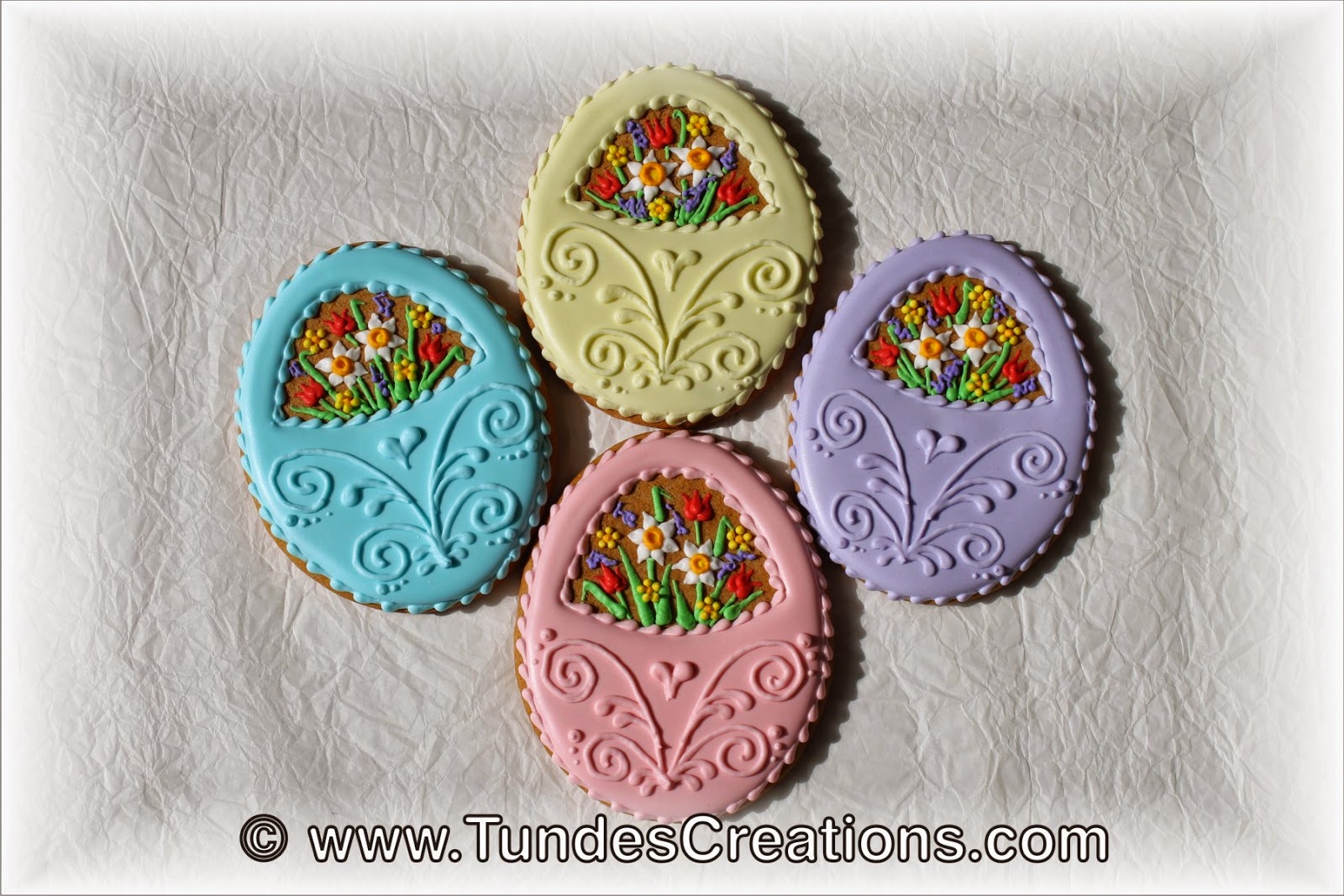 Easter cookies with spring flowers