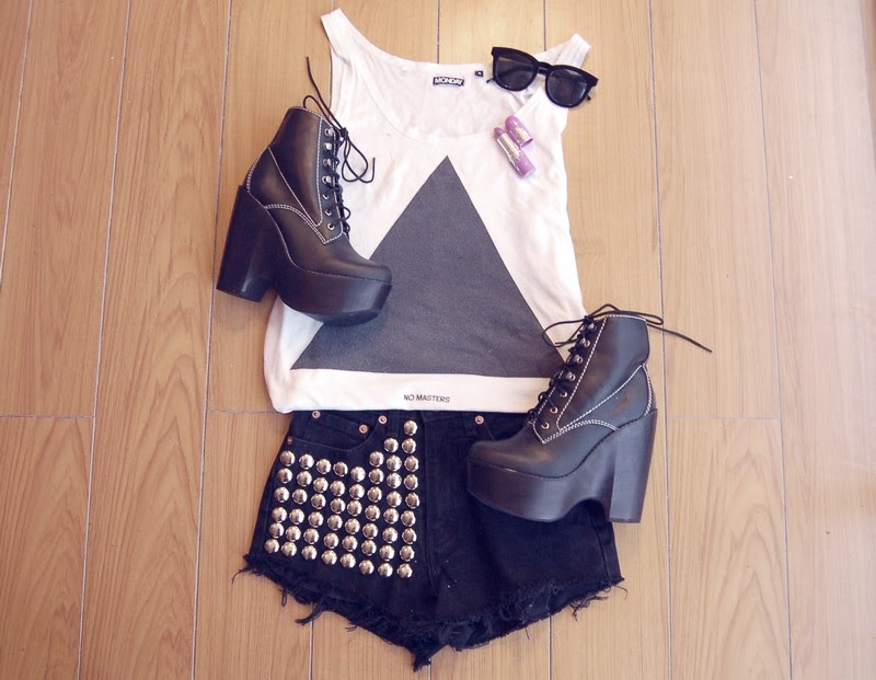 shop wild hearts Denim Grunge Studded Shorts